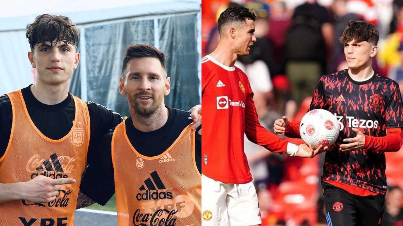 Garnacho con Messi e Cristiano Ronaldo