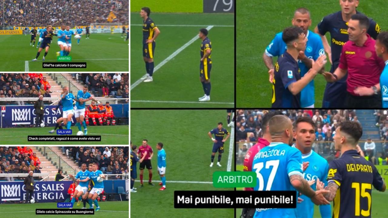 Open VAR su DAZN, il tocco di mano di Buongiorno in Parma-Napoli