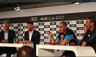 Maurizio Sarri presenterà l'Audi Cup 2017 con Carlo Ancelotti, Diego Simeone e Jurgen Klopp