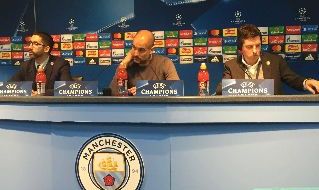 Pep Guardiola, allenatore del Manchester City, in conferenza stampa