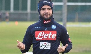 Lorenzo Insigne in allenamento con il Napoli
