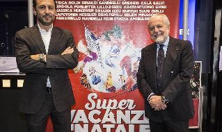 Luigi ed Aurelio De Laurentiis alla presentazione del cinepanettone