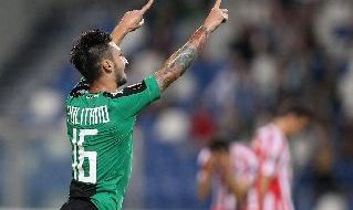 Matteo Politano esulta dopo un gol col Sassuolo