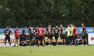 I calciatori del Napoli alle prese con il torello