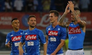 Ounas, Mertens, Milik e Hamsik in Napoli - Fiorentina