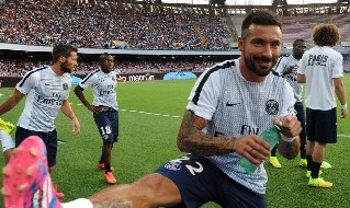 Ezequiel Lavezzi al San Paolo per Napoli - Paris Saint-Germain (amichevole)