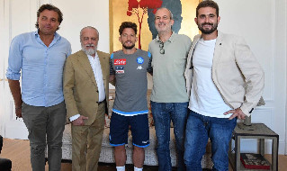 Giuntoli De Laurentiis Mertens Chiavelli foto rinnovo Napoli