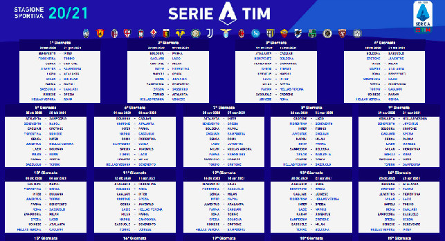 Calendario Serie A, il campionato 2020/21 giornata per giornata: Pirlo  parte dalla Samp, per Inter-Juventus bisogna aspettare gennaio - Il Fatto  Quotidiano