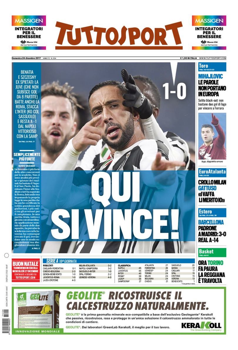 Tuttosport, la prima pagina: "Qui si vince" [FOTO ...